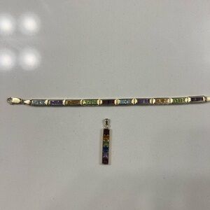 Two piece rhinestone set 14k